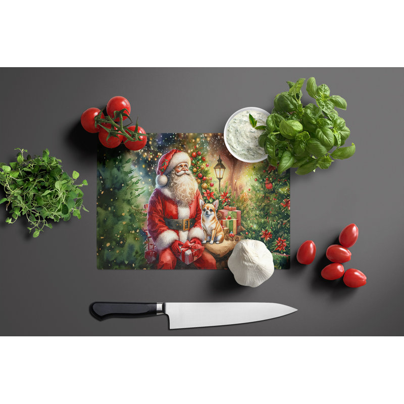 Planche à découper en verre Chihuahua and Santa Claus