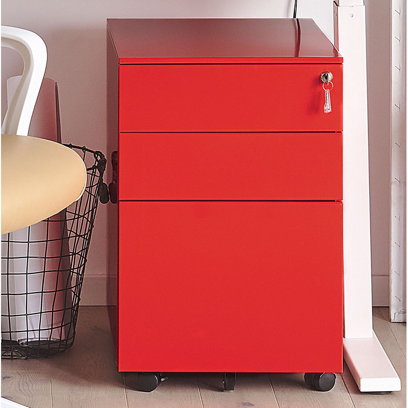 Bridgesjr 3 Drawer Filing Cabinet, Red