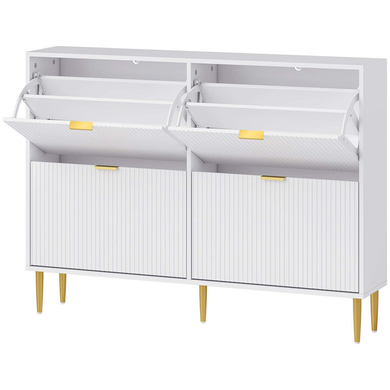 Flip Down Shoe Storage, 91cm H x 105cm W x 24cm D, White