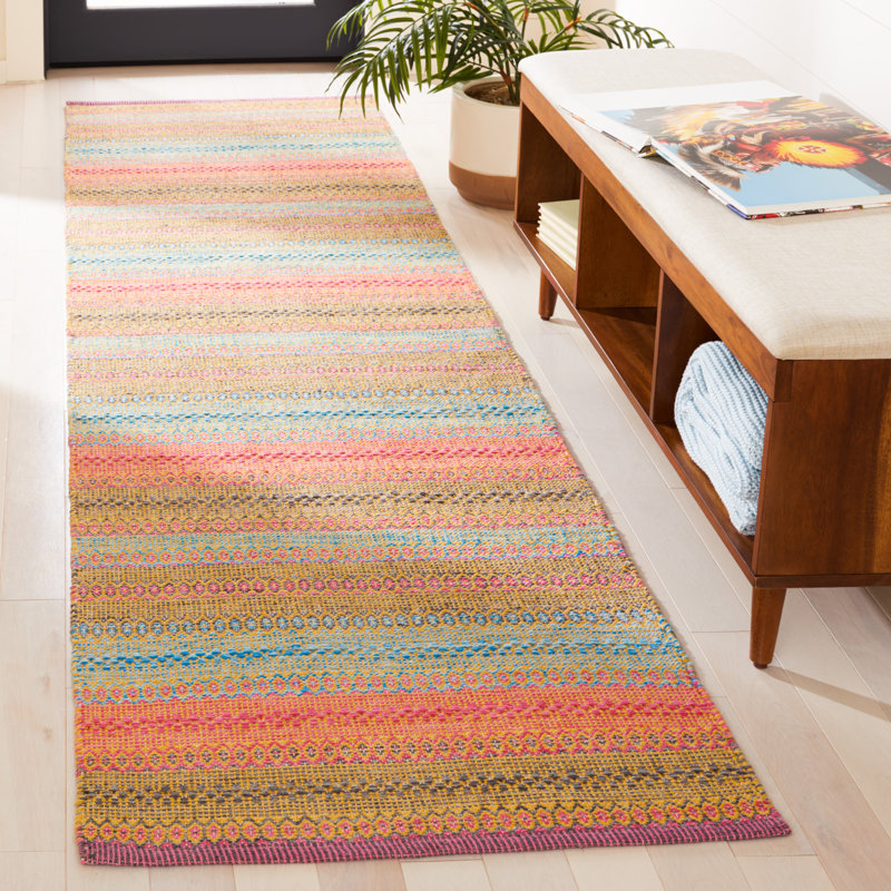 Montauk Flat Weave Cotton Striped Rug, Runner 2'3" x 9'