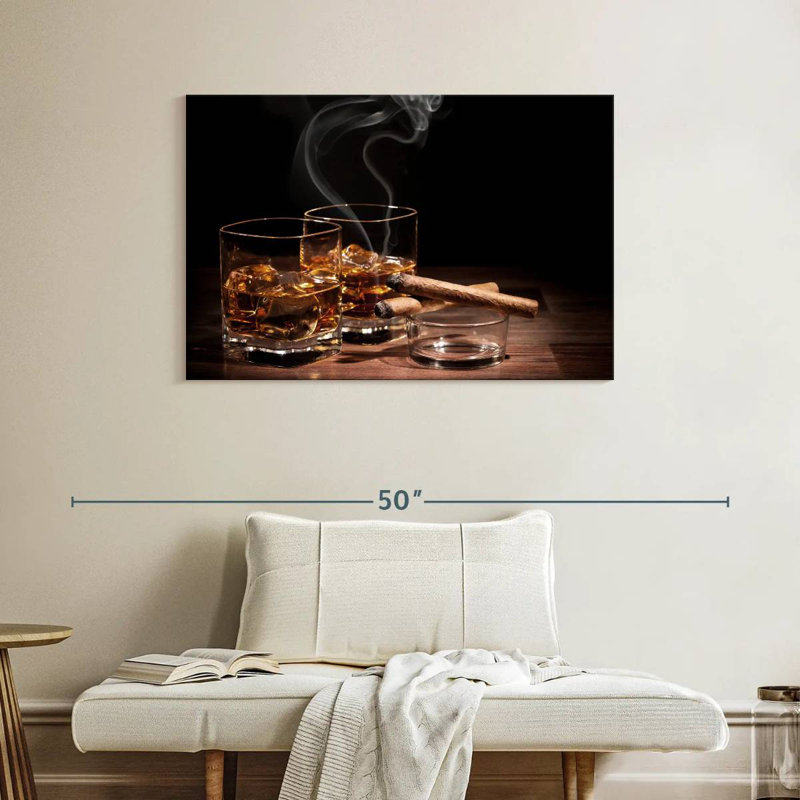 Yarlin Cigars With Whiskey, 26" H x 39" W