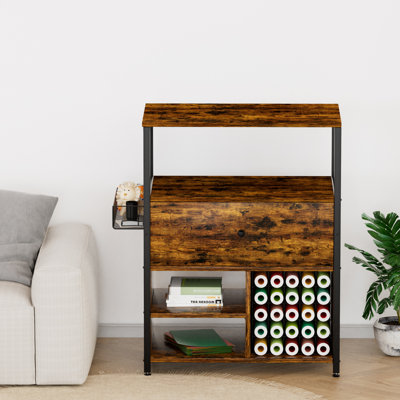 Craft Organization And Storage Cabinet Compatible With Cricut Machines, Crafting Cabinet With Drawer & 25 Vinyl Roll Holder, Craft Table Desk  Workstation For Craft Room Home.Rustic.