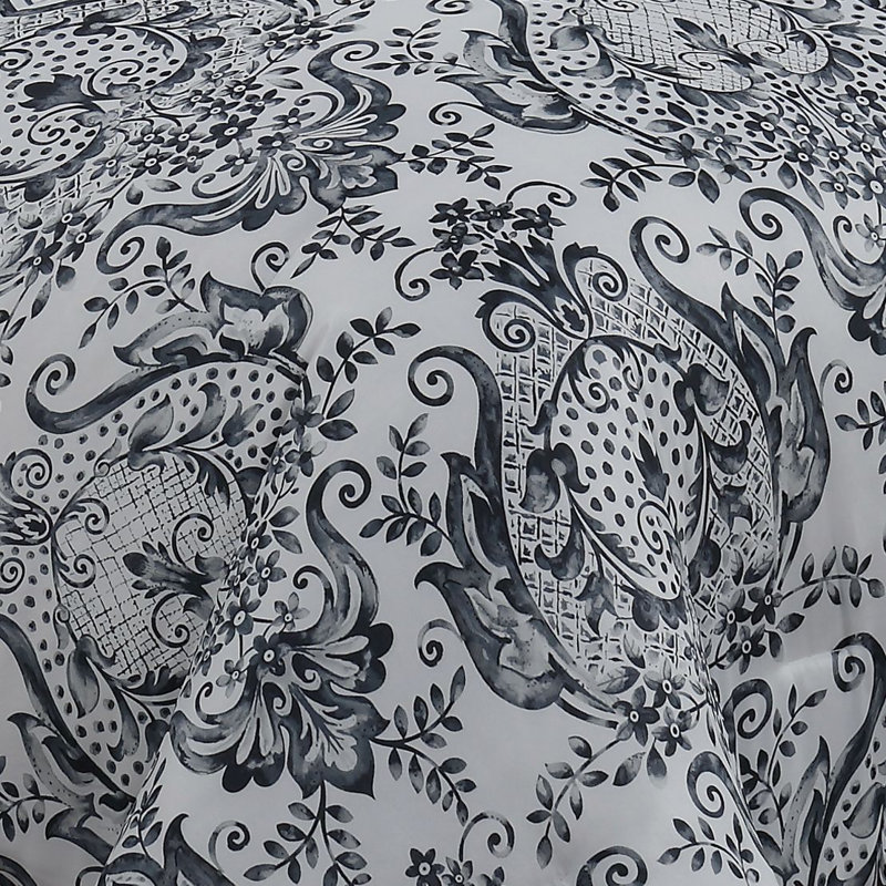 Ensemble d’édredon réversible, Noir / Gris, Grand