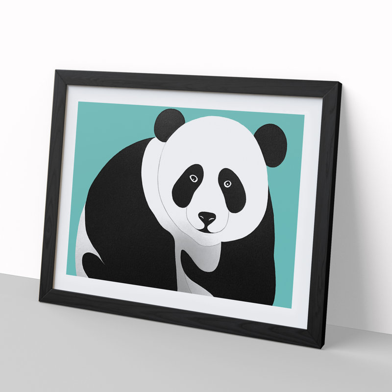 Marvellous Panda - Single Picture Frame Painting, Black, 34cm H x 46cm W x 2cm D