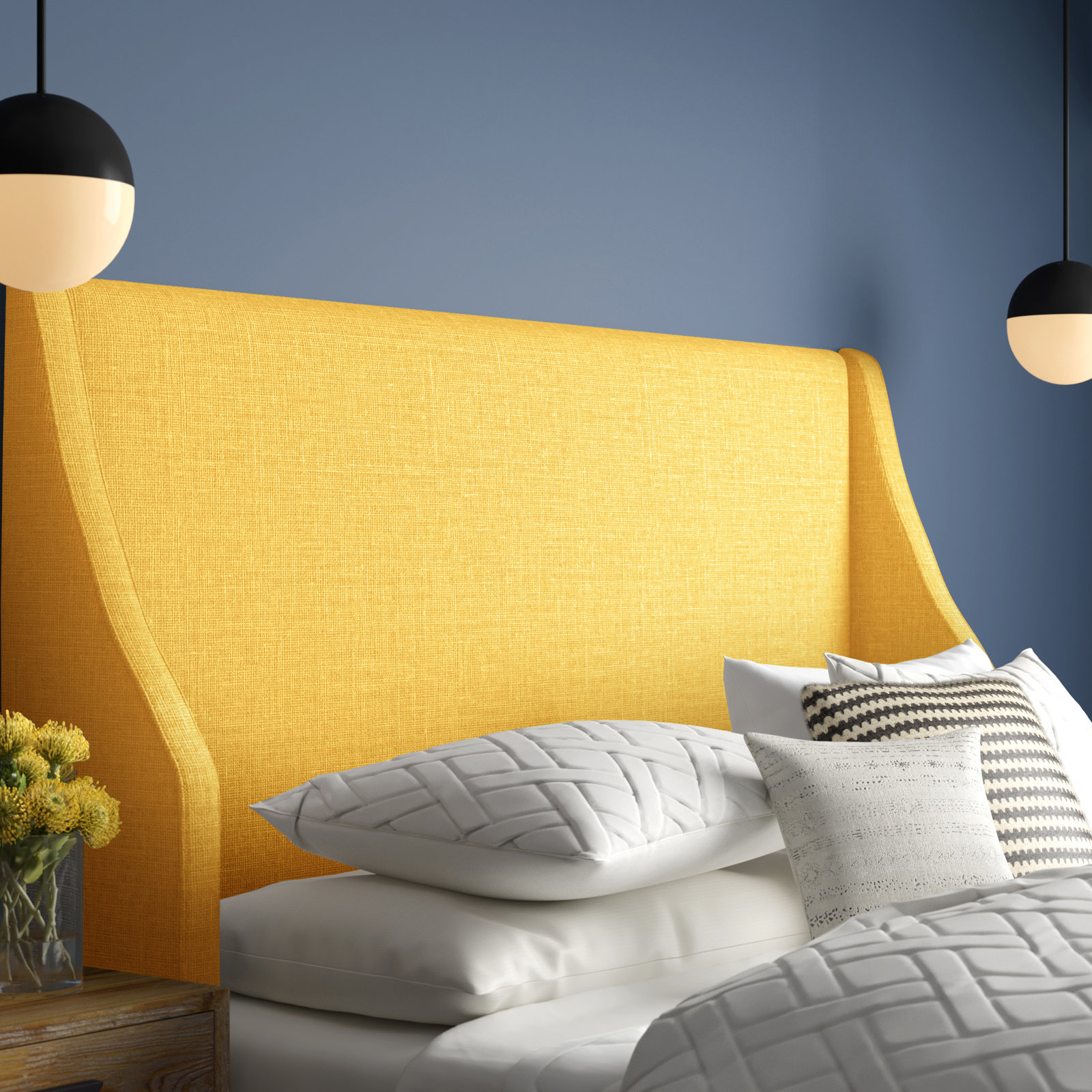 Riane Upholstered Headboard, King, Zuma Natural Textured Linen