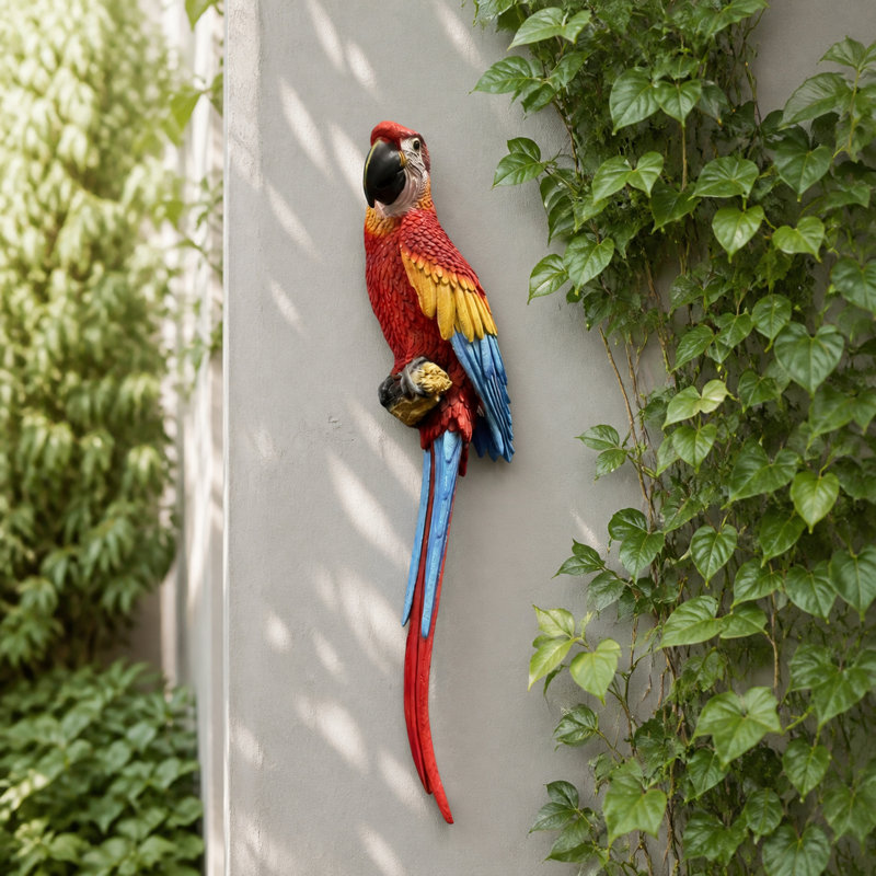 Hanging Scarlet Macaw Garden Statue