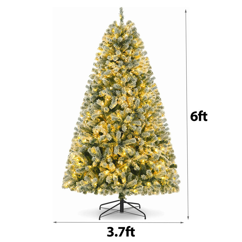 Arbre de Noël enneigé 6 pi avec 6 branches, 250 lumières pour la maison, le bureau et les fêtes, blanc chaud, Blanc chaud