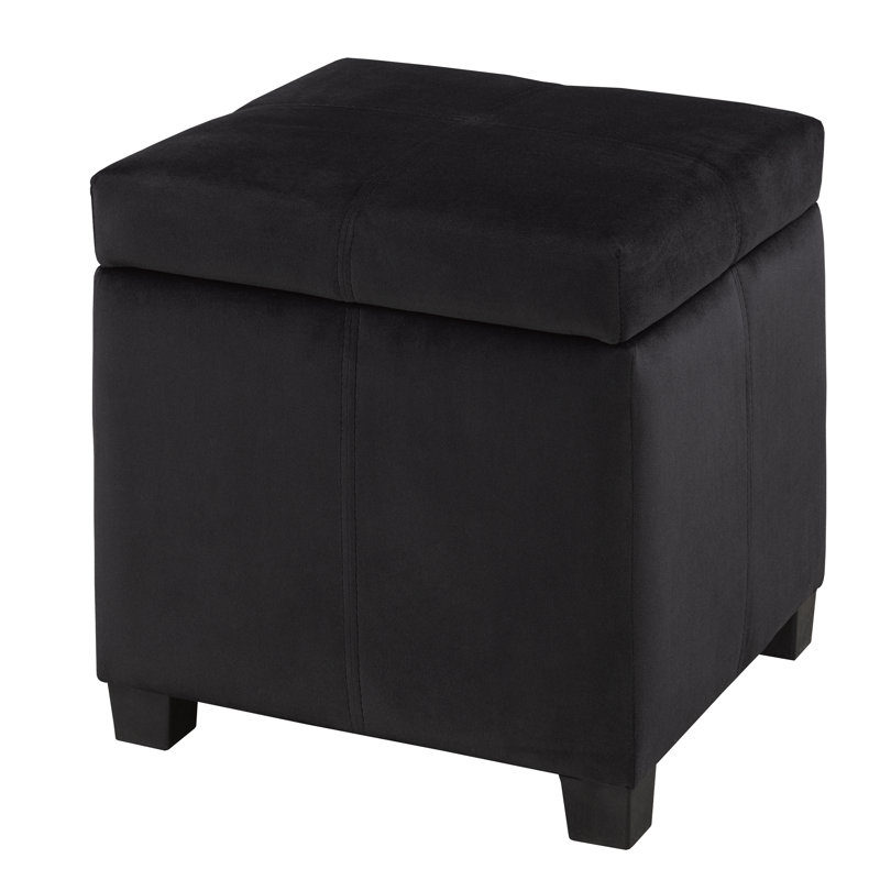 O"Hare Velvet Ottoman, Black