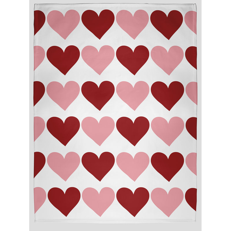 Jeté Alternating Hearts, L 30 po x L 39,75 po, Rouge Saint-Valentin