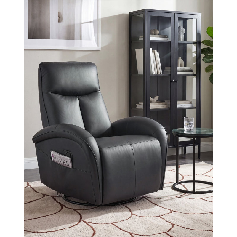90 cm Wide Faux Leather Rocker and Swivel Recliner