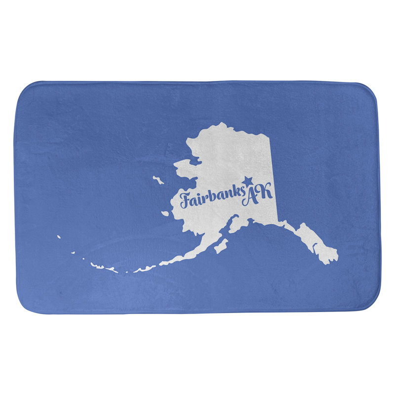 Tapis de salle de bain fairbanks alaska, l 21 po x L 34 po, Bleu, Fairbanks AK