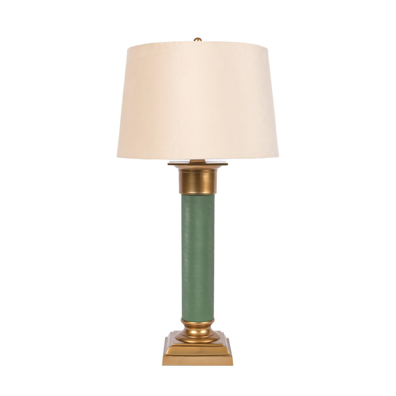 Lampe de table colonne en métal texturé, Vert