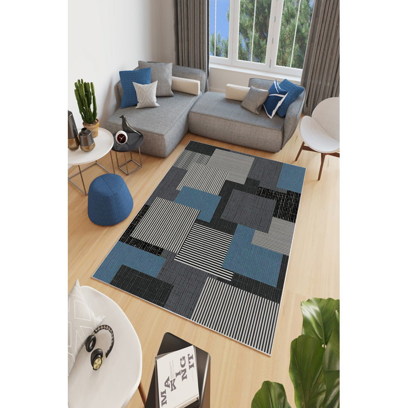 Eco-Friendly Non-Slip Area Rug, 4.6 x 7.2 Feet | 100% Polyester, Antibacterial, Machine Washable | 650 g/m², 0.16 in Pile Height, Digital Print | Perfect for Living Room, Bedroom, and High-Traffic Areas