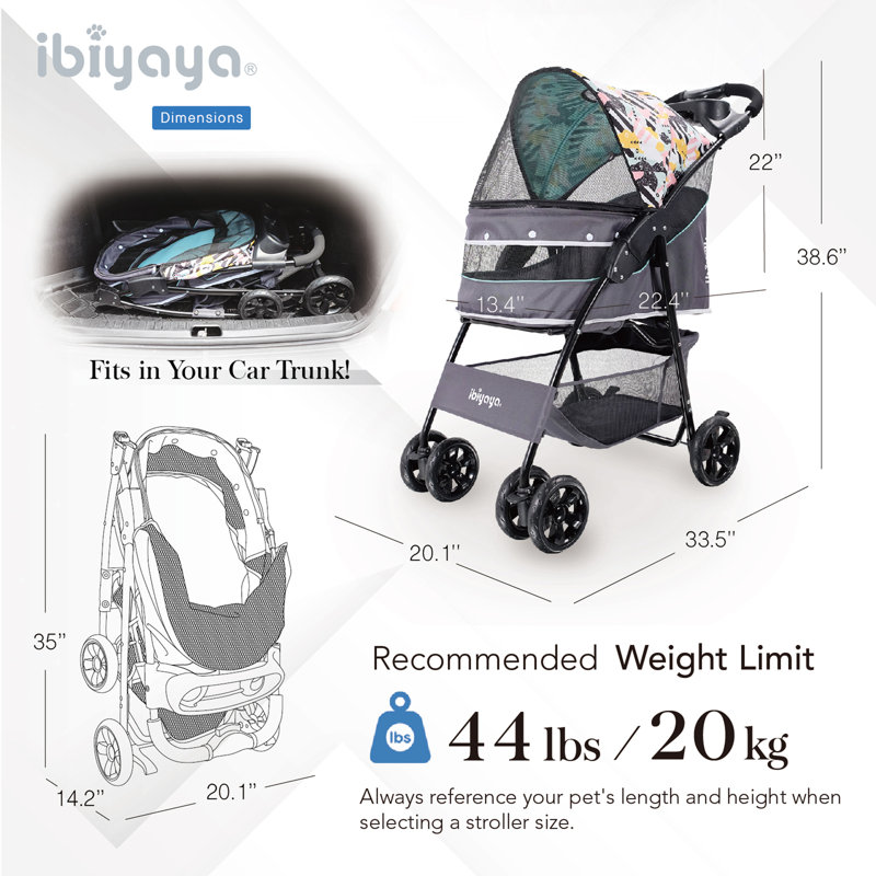 Mint Green Lightweight Covered Pet Stroller for Small Breeds