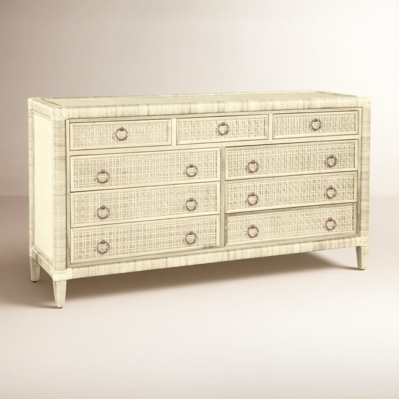Monterey 9 Drawer 64'' W Dresser, Bisque, Yes, Brass