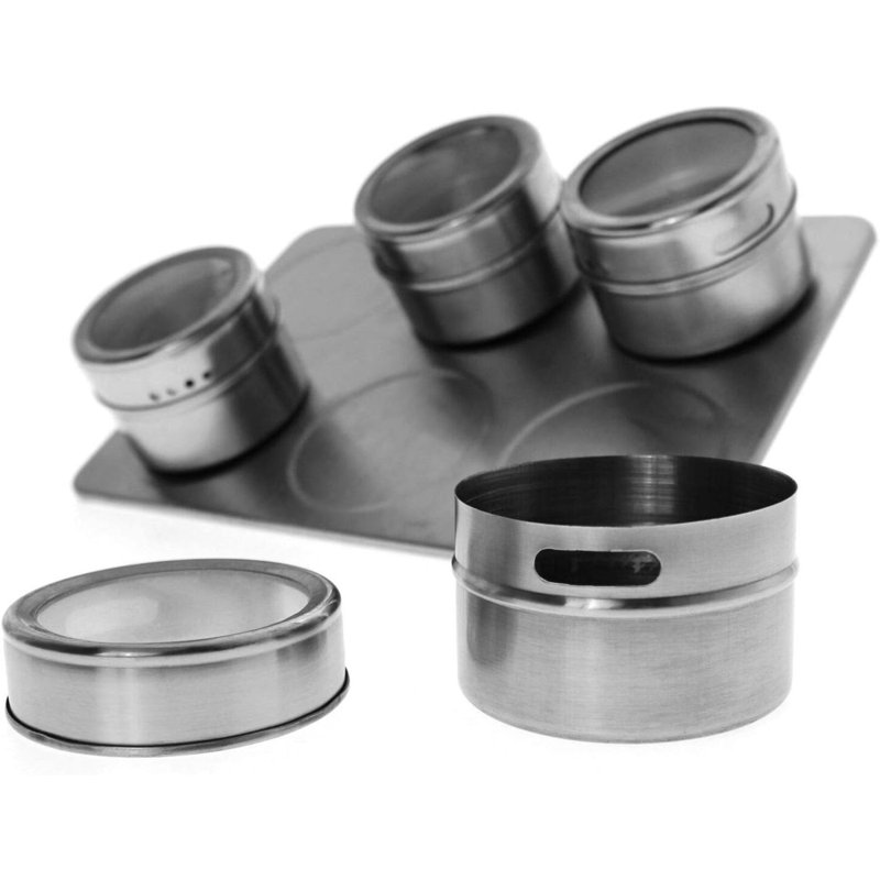 Wall Mounted Required Stainless Steel Spice Jar & Rack Set with Adjustable Racks