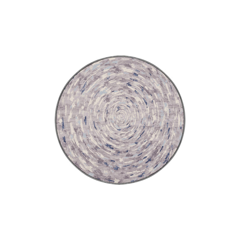 Tapis gris soyeux et moelleux, Rond 6 pi