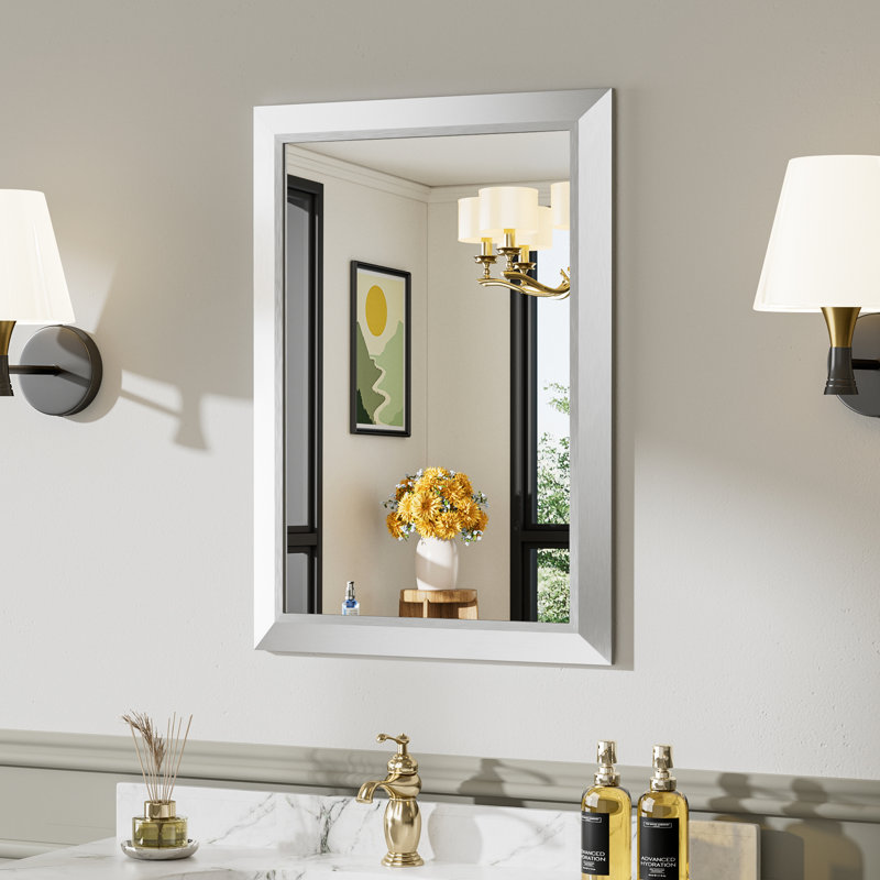 Miroirs de salle de bain modernes et contemporains en métal biseauté rectangulaire / carré avec verre trempé HD