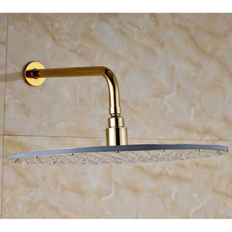 Juno Luxury 16-Inch Round Gold LED Wall-Mounted Shower Head – Elegant Rainfall Design