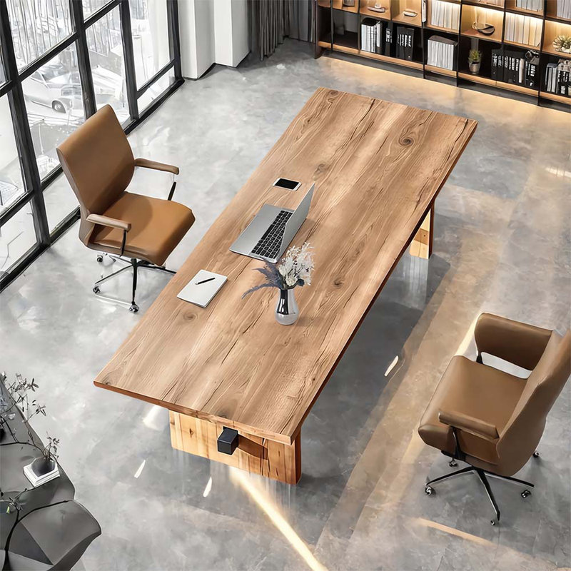 Rectangular solid wood executive desk