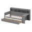 Lit de jour en bois avec tablettes de rangement, lit multifonctionnel avec deux tiroirs de rangement et bureau d'étude-113546604
