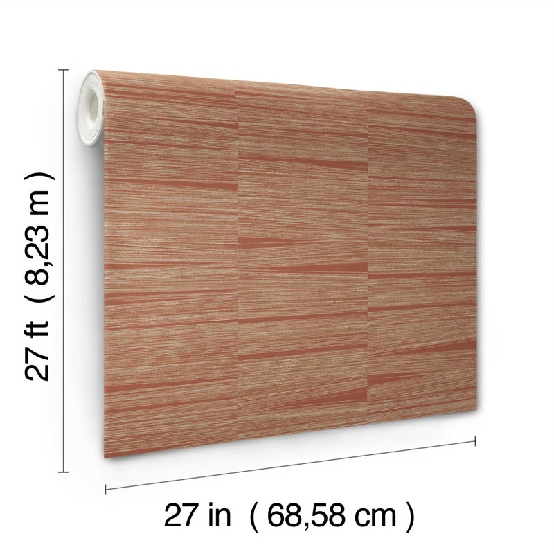 Rouleau de papier peint L 27 pi x l 27 po Line Stripe, Brique
