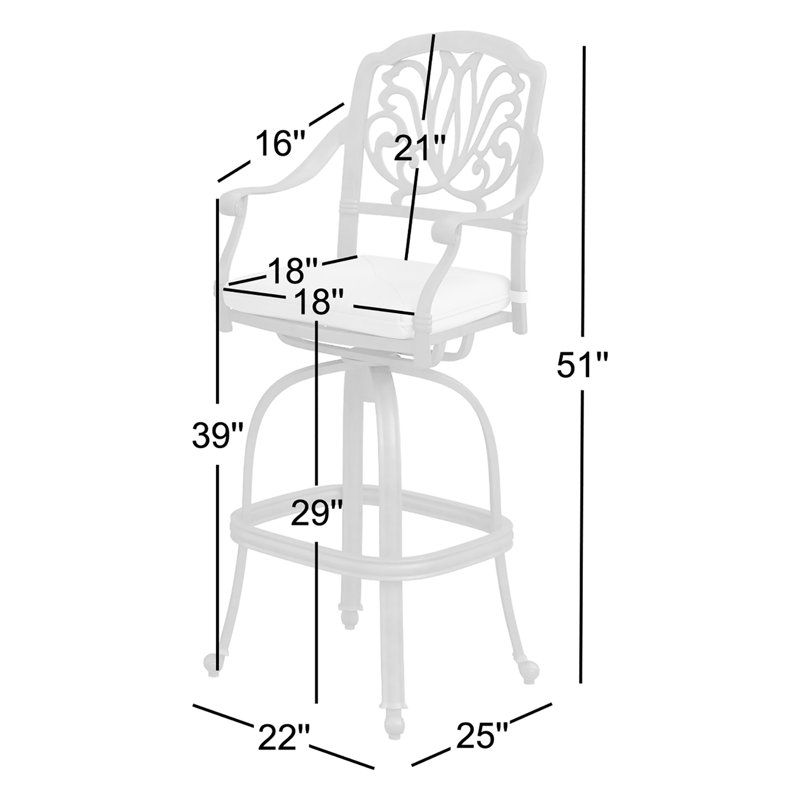 Lebanon Metal Outdoor 29'' Bar Stool with Cushion