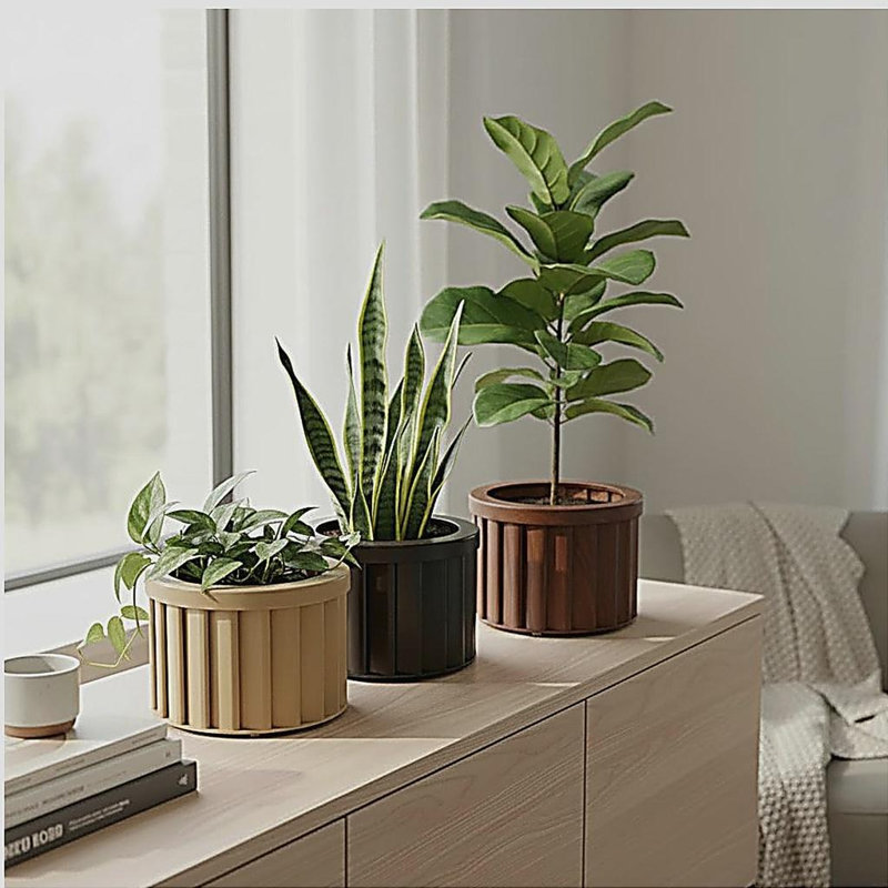 Pot rond Strata, Beige