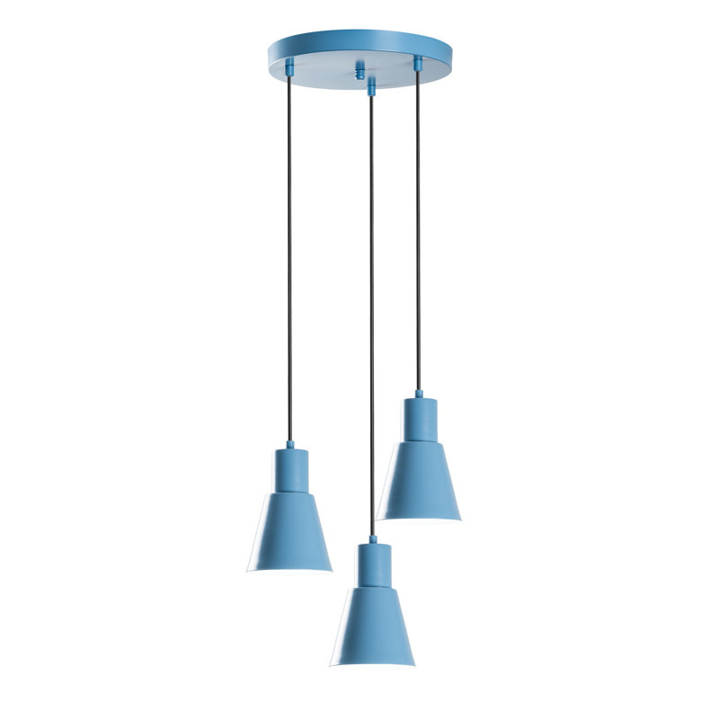 Lustre réglable élégant, corps en métal bleu clair, 15,7 po de diamètre | Hauteur: 29,5 - 44,9 po | Type de douille: 3 x E27 de 40 W maximum | Éclairage élégant pour le salon et la salle à manger, design moderne, ampoule non incluse