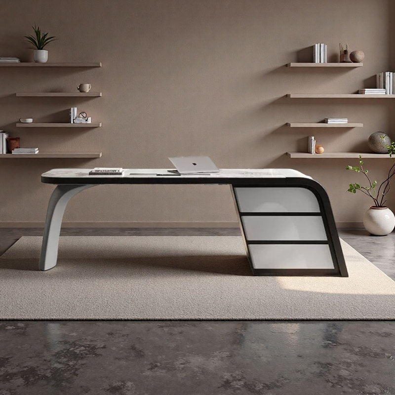 Modern Light Luxury Slate Desk, 29.5" H x 63" W x 27.6" D