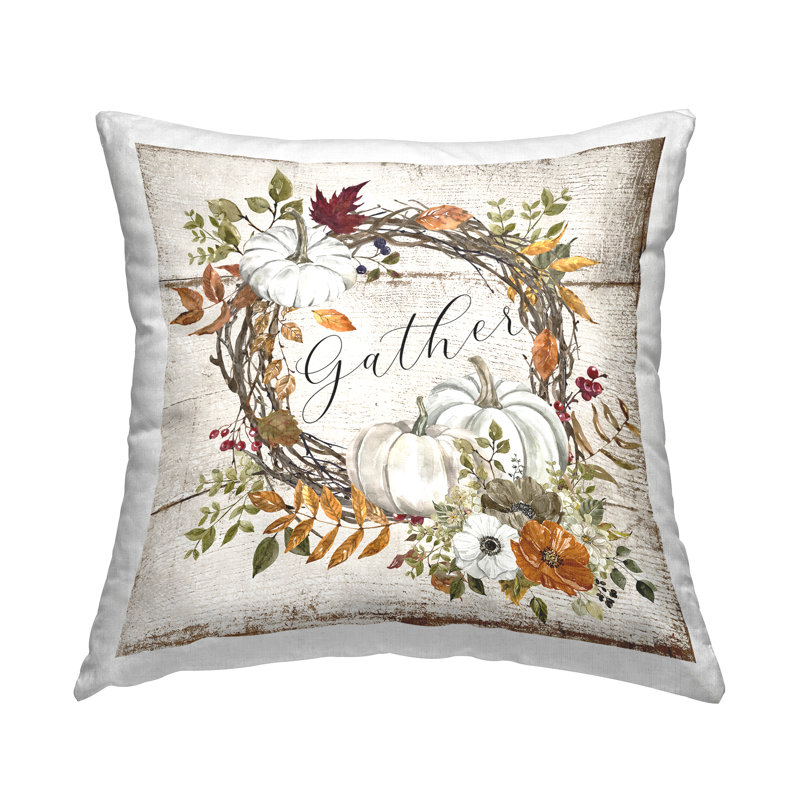 Coussin décoratif Gather Autumnal Wreath par LSR Design Studio
