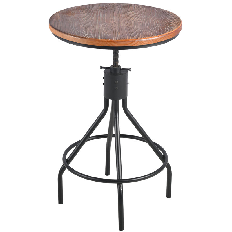 Kapresha Pine Round Solid Wood Top Metal Base Dining Table