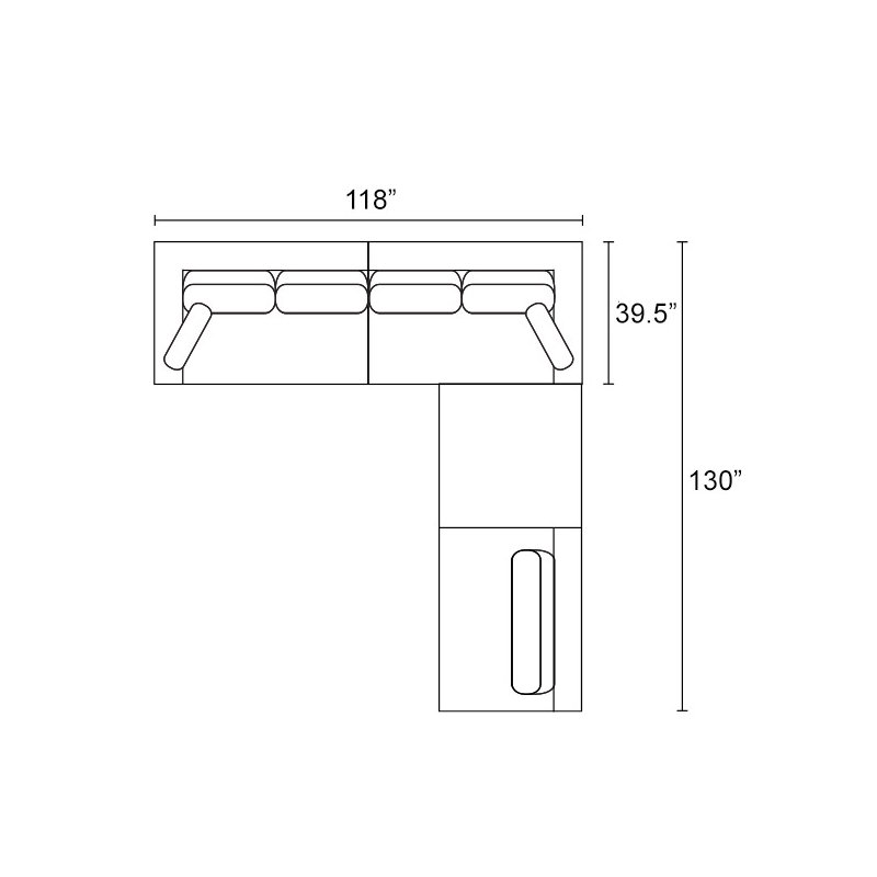 Canapé modulaire faisant face à la droite en microfibre / microsuède de 118,1 po de large Leonard, Mérinos