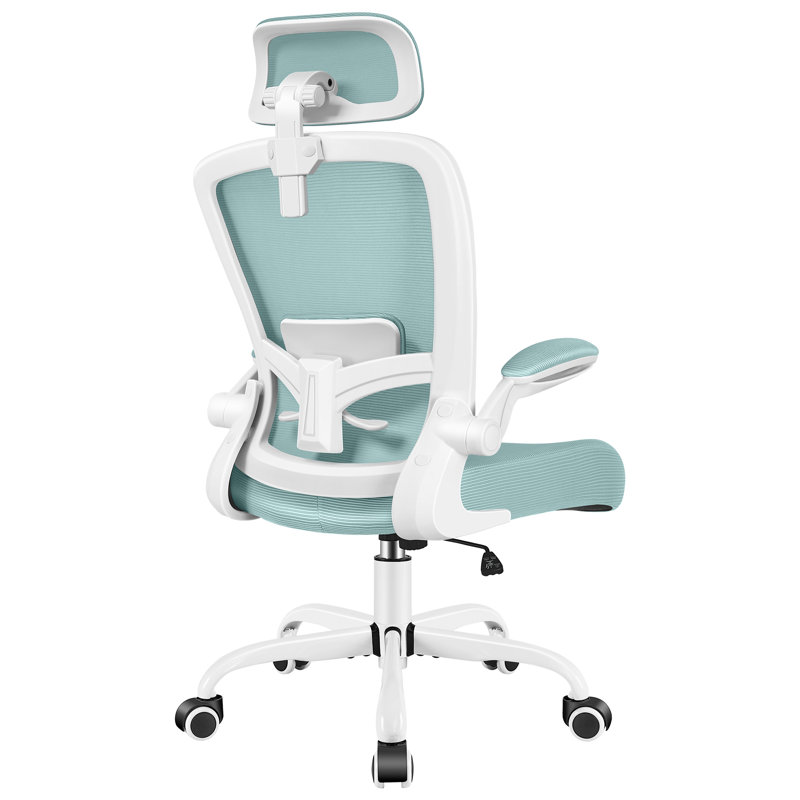 Chaise de bureau ergonomique Everdene, Bleu clair, Blanc