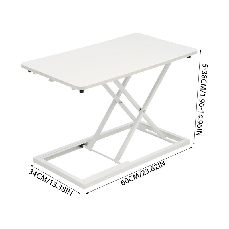 Adjustable Metal Base Floating Desk, White