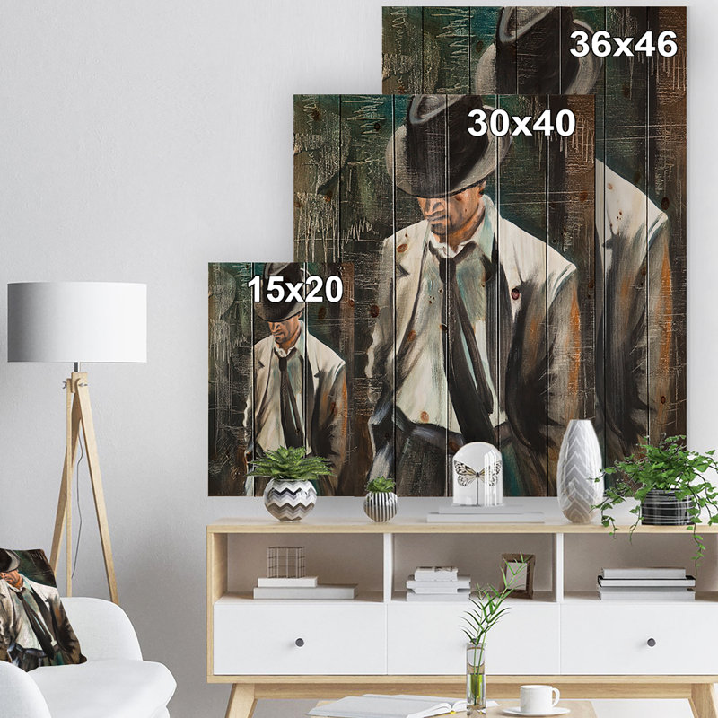 The Gentleman - Shabby Elegance Wood, décoration murale - bois de pin naturel, H 40 po x l 30 po x P 1 po