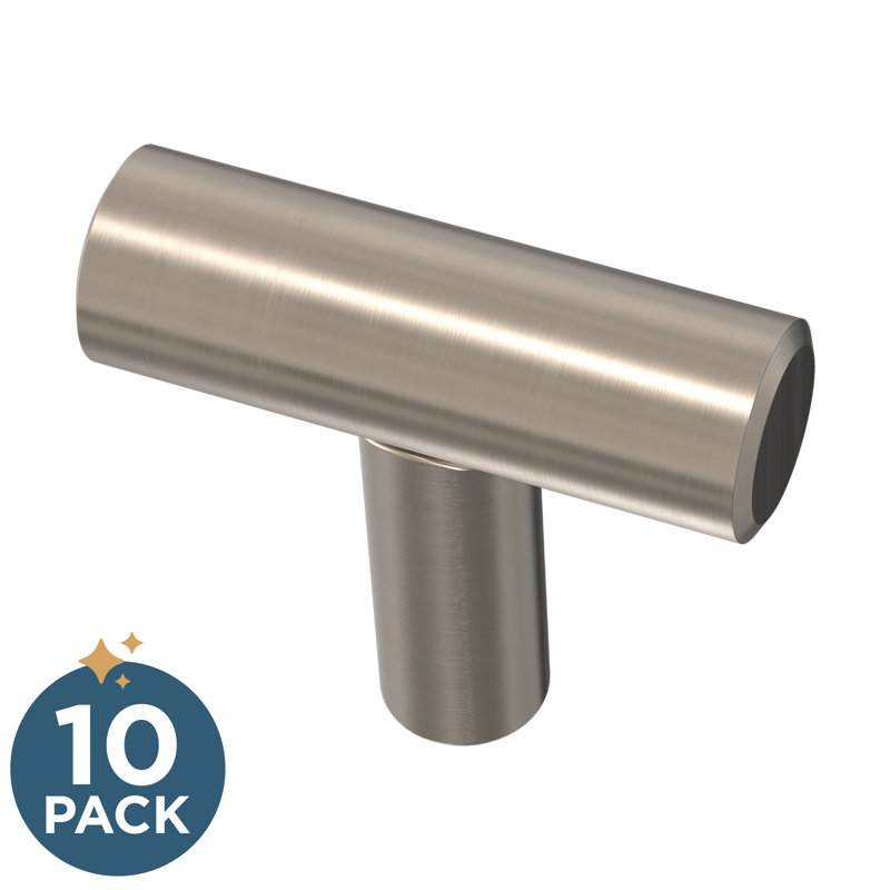 Matte Stainless Steel T-Handle Drawer Knob Set (10-Pack)