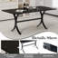 Modern Rectangle Dining Table Set for 4-6, Marble Texture Kitchen Table and Faux Leather Upholstered Chair for Dining Room-128989606-128989609