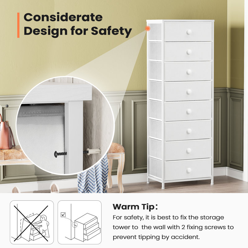 8 - Drawer Dresser, White, White