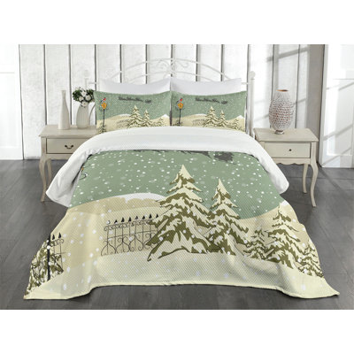 Ambesonne Christmas Bedspread Santa Claus Reindeer -  bed_5528_king