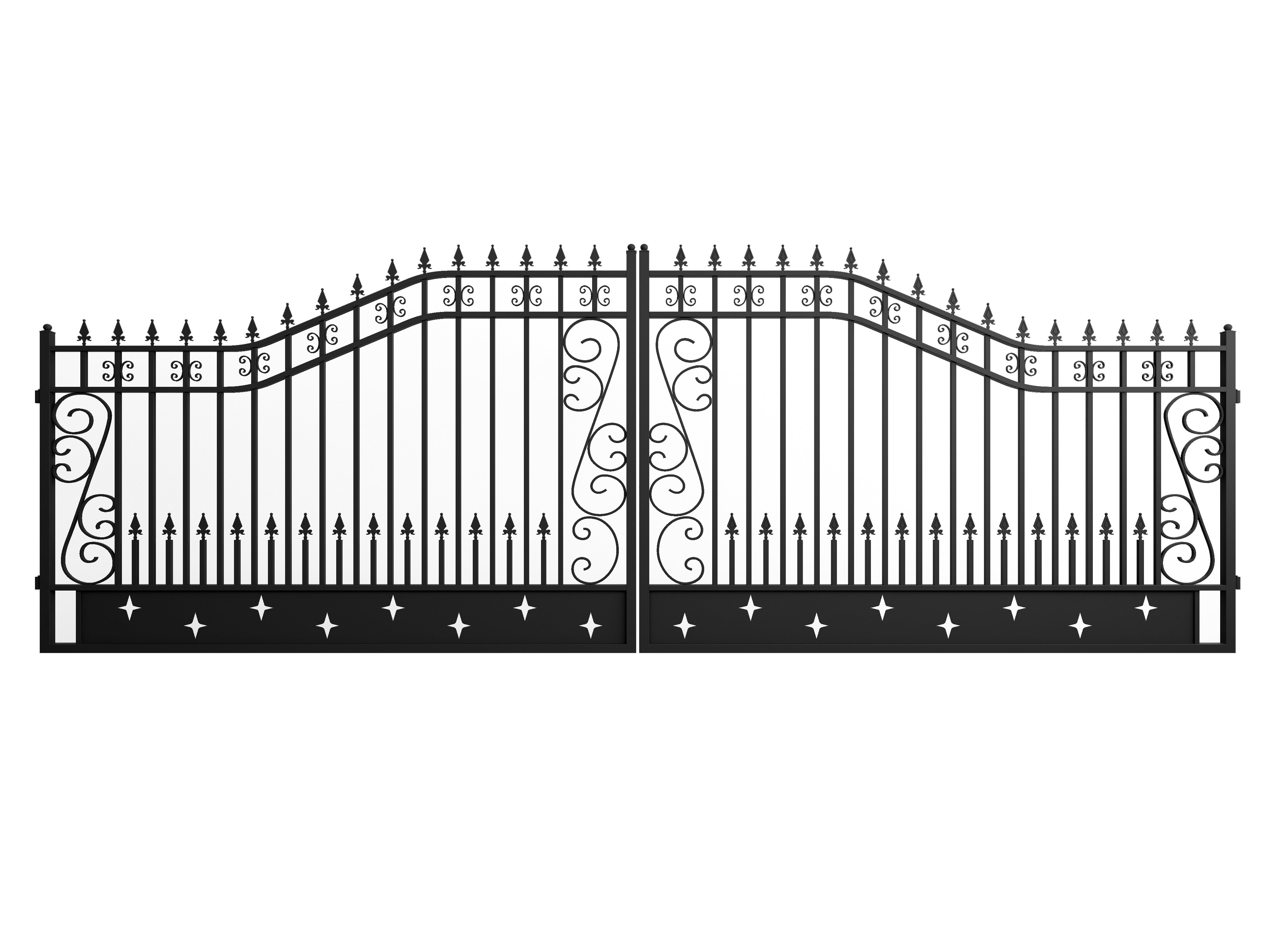 CHERY INDUSTRIAL.COM 20FT Iron Dual Swing Driveway Gate - Star Design ...