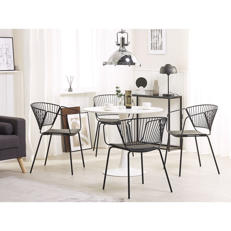 Boghos 44cm H Metal Slat Back Armchair, Black