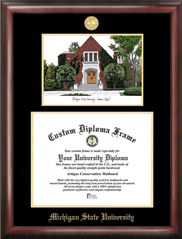 Cadre photo Etian Michigan State University, 8,5 po x 11 po, Brun