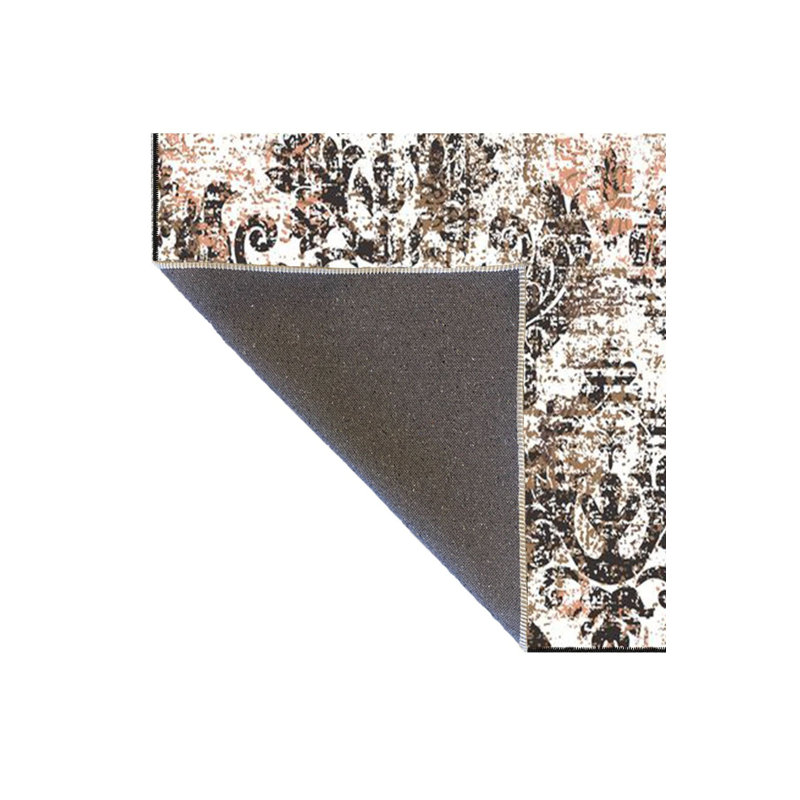 Tapis tissé à motif floral traditionnel avec base lavable, Carré 3 pi 3 po