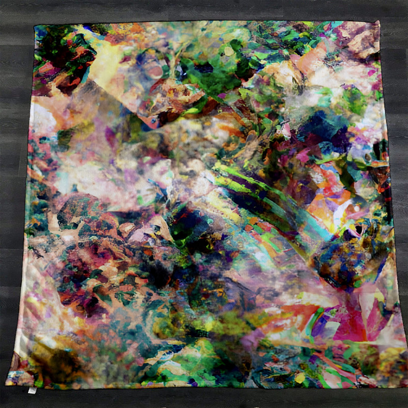 Throw Blanket, 51" W x 60" L, Marble/Abstract, Pink/Green/Blue