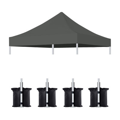 10 x 10 auvent de remplacement pour auvent pour tente pop-up et sac de poids de 4 pièces (seulement la housse et le sac de sable 4 pièces ne comprennent pas le cadre) Gris