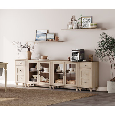 Scarlett Sideboard Cabinet with 4 Glass Doors and Multiple Drawers by Charlton Home
