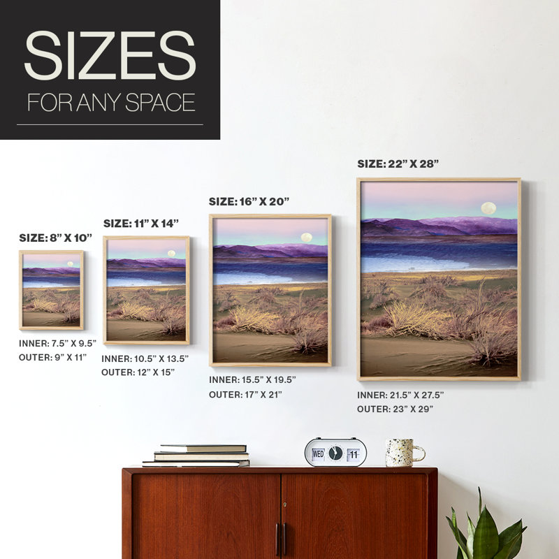 Moonrise, Namibie - reproduction encadrée de qualité supérieure - prête à être accrochée - aucun clou requis - aucun clou requis