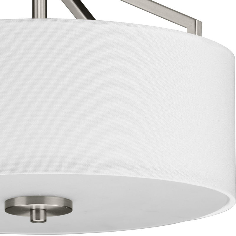 Plafonnier semi-encastré en tissu, Nickel brossé