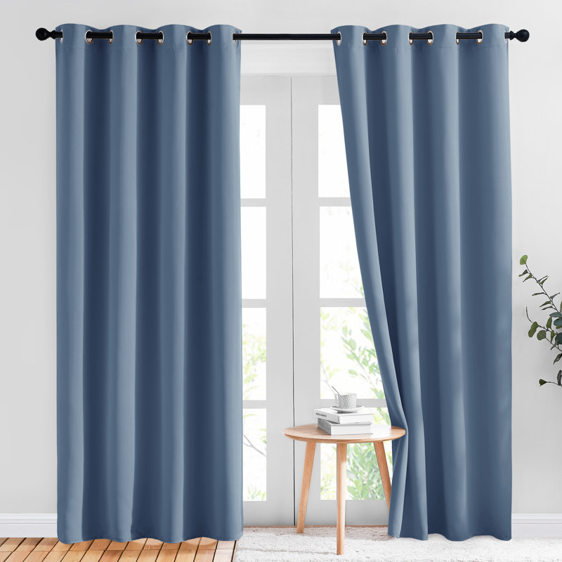 Bedroom Room Darkening Curtains Triple Weave Microfiber Grommet Top Thermal Insulated Solid Room Darkening Panels/Drapes for Living Room